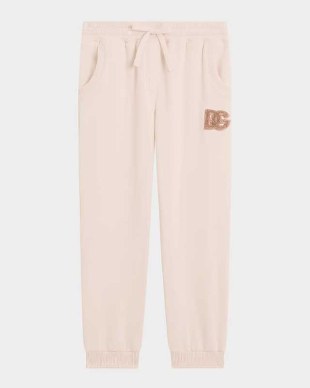 Girl's DG Sequined Felpa Patch Sweatpants, Size 4-